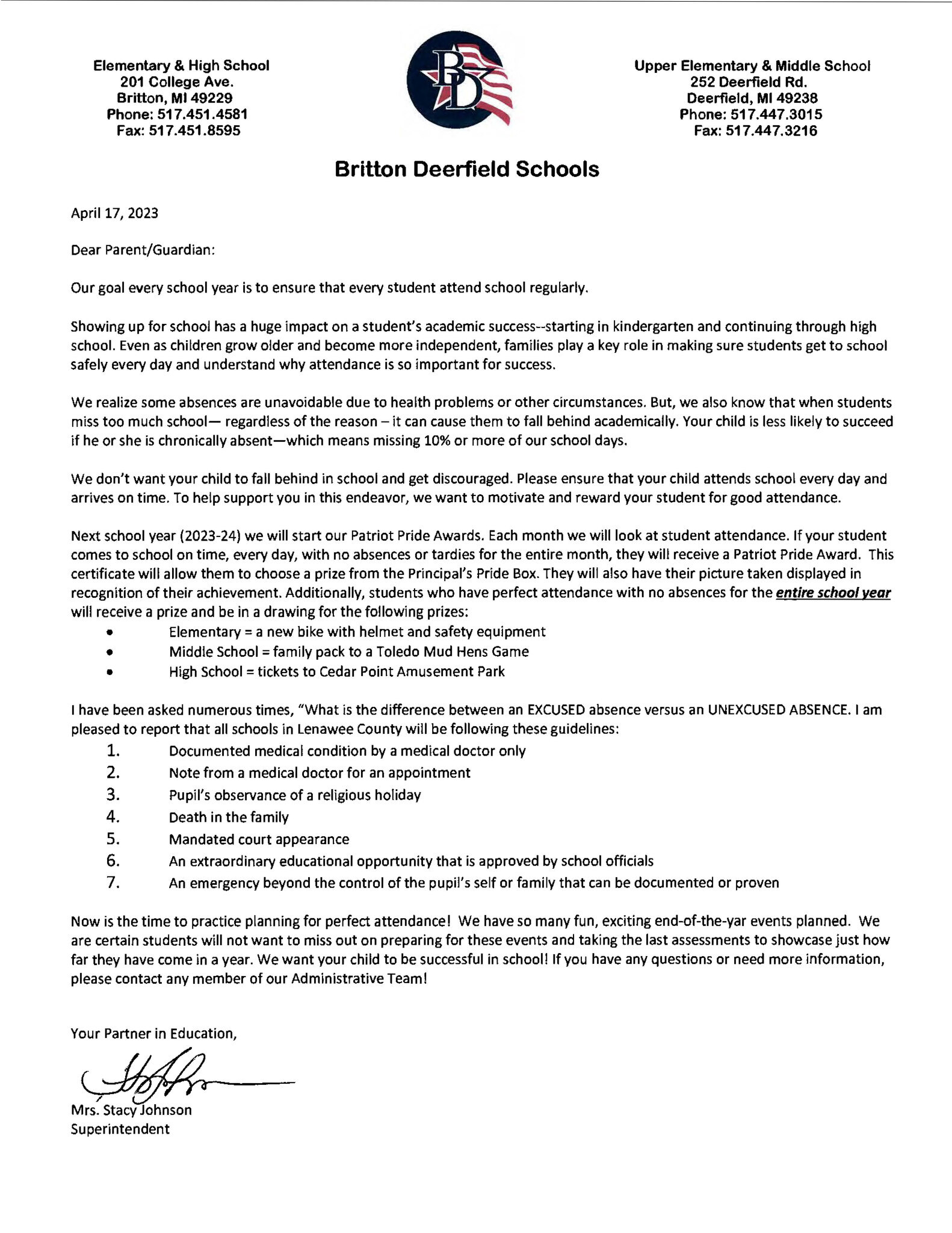 Student Delivery Letter